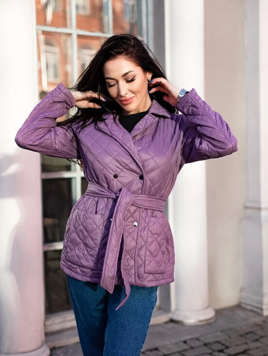 картинка Куртка стеганая с поясом фиолетовая от магазина Компания+