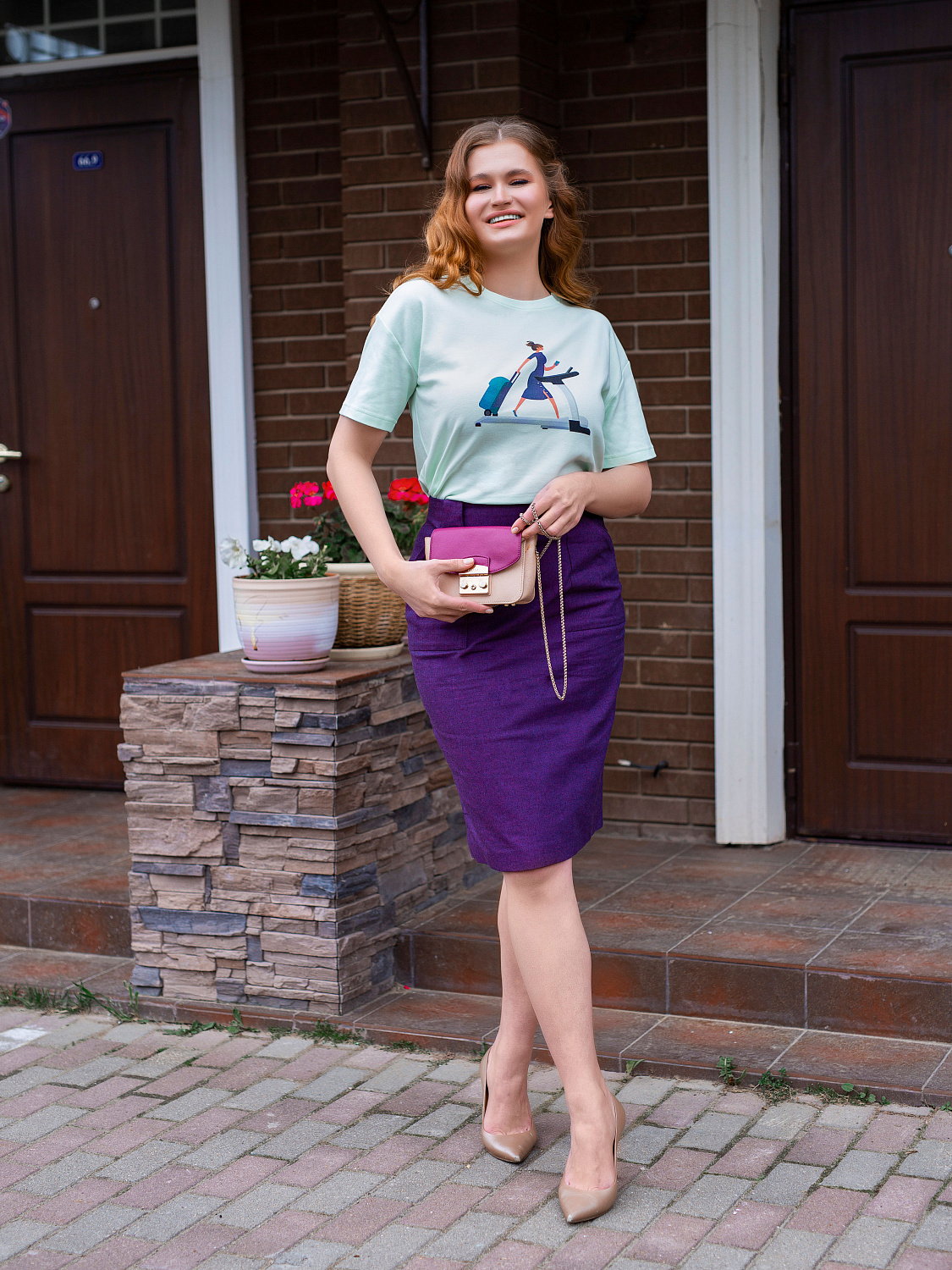 картинка Юбка с карманами фиолетовая от магазина Компания+